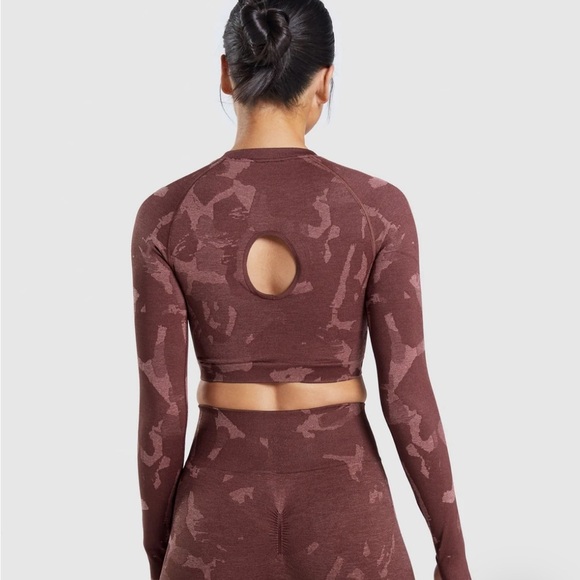 gymshark adapt camo seamless long sleeve crop top medium - Picture 2 of 11